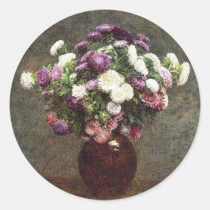 Pegatina Redonda Aster de cosecha de Henri Fantin-Latour