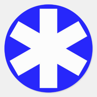 Pegatina Redonda Asterisk - Blanco sobre azul