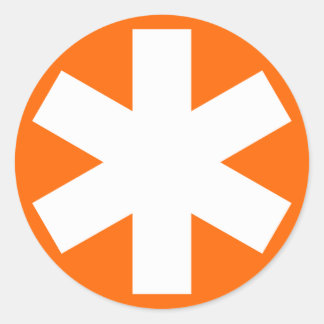 Pegatina Redonda Asterisk - Blanco sobre el Naranja