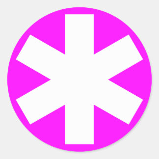 Pegatina Redonda Asterisk - Blanco sobre la magenta