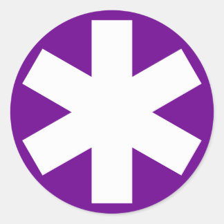 Pegatina Redonda Asterisk - Blanco sobre morado