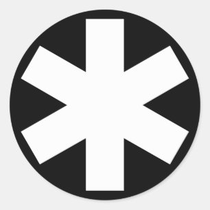 Pegatina Redonda Asterisk - Blanco sobre negro