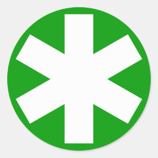 Pegatina Redonda Asterisk - Blanco sobre verde