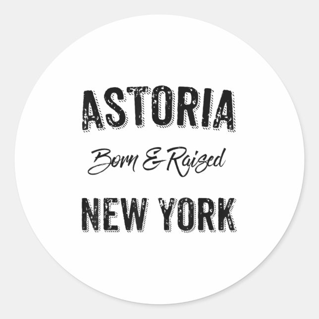 Pegatina Redonda Astoria Queens Nyc Pride Quote Born Raised Native  (Anverso)