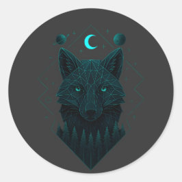 Pegatina Redonda Astral Fox - Espíritu Clever Cósmico