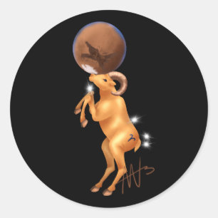Pegatina Redonda Astro Aries Mars Zodiac