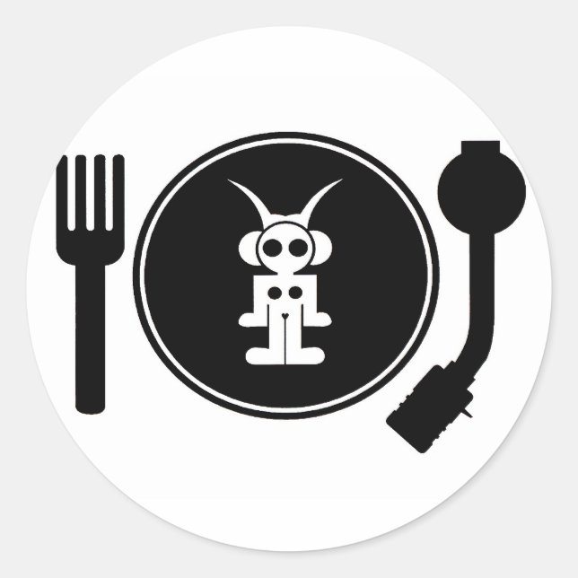 Pegatina Redonda astro DJ (Anverso)