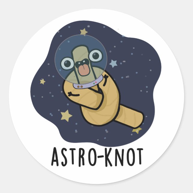 Pegatina Redonda Astro-knot Funny Astronaut Pun (Anverso)
