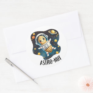 Pegatina Redonda Astro-Nut Cacahuete, Chiste de Astronauta