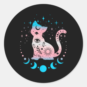 Pegatina Redonda Astrología Del Gato Transgénero Celestial Lgbt Org