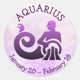 Pegatina Redonda Astrología del horóscopo Aquarius Rótulo Zodiaco