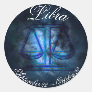 Pegatina Redonda Astrología Rótulo Libra Horóscopo Escala Sticke St