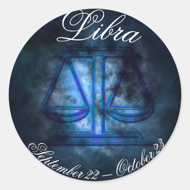 Pegatina Redonda Astrología Rótulo Libra Horóscopo Escala Sticke St (Anverso)