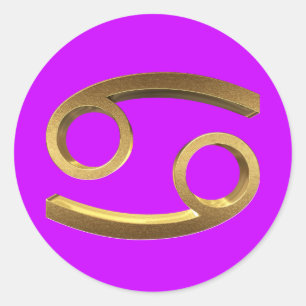 Pegatina Redonda Astrología Zodiac Rótulo Cáncer Símbolo de oro Ele