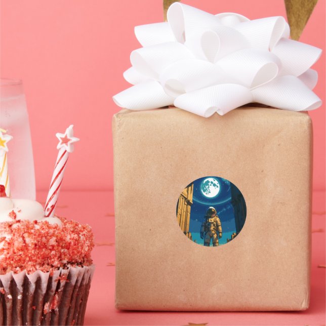 Pegatina Redonda Astronaut Beneath the Celestial Gate (Fiesta)