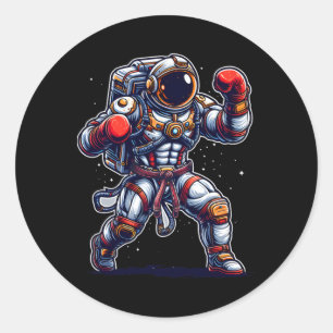 Pegatina Redonda Astronaut Muay Thai Boxeo Karate Kickboxing Marti
