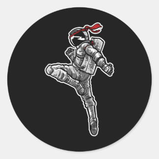 Pegatina Redonda Astronaut Muay Thai Boxing Karate Kickboxing 