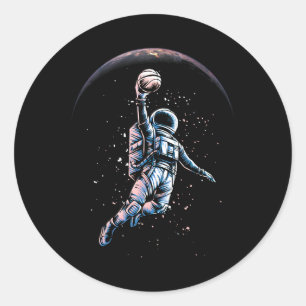 Pegatina Redonda Astronaut Slam Dunk Espacio Camiseta Sketll Amante