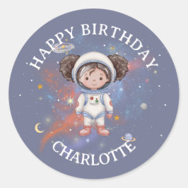 Pegatina Redonda Astronaut Space Birthday Sticker