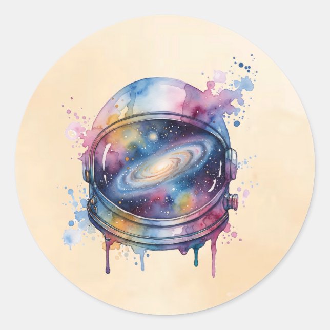 Pegatina Redonda Astronauta (Anverso)