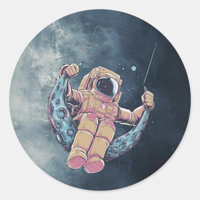 Pegatina Redonda Astronauta (Anverso)