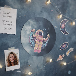 Pegatina Redonda Astronauta