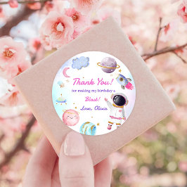 Pegatina Redonda Astronauta Aniversario del Espacio Ultraterrestre