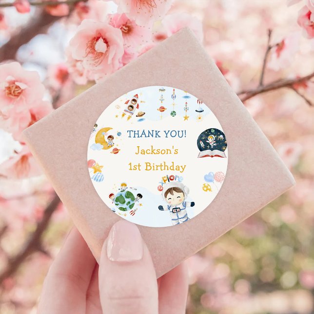 Pegatina Redonda Astronauta Aniversario del Espacio Ultraterrestre  (Subido por el creador)