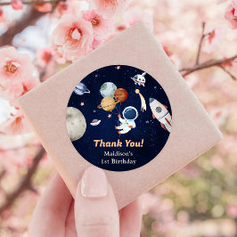 Pegatina Redonda Astronauta Aniversario del Espacio Ultraterrestre