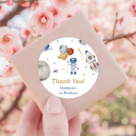 Pegatina Redonda Astronauta Aniversario del Espacio Ultraterrestre