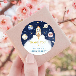 Pegatina Redonda Astronauta Aniversario del Espacio Ultraterrestre