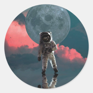 Pegatina Redonda Astronauta astronauta astronauta espacio artístico