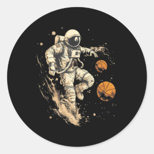 Pegatina Redonda Astronauta astronauta jugador de baloncesto Splash