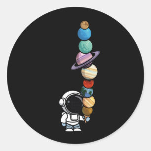 Pegatina Redonda Astronauta con Planet Scoops Helado Interstelar