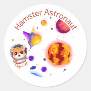 Pegatina Redonda Astronauta de hámster - Diseño divertido del Explo