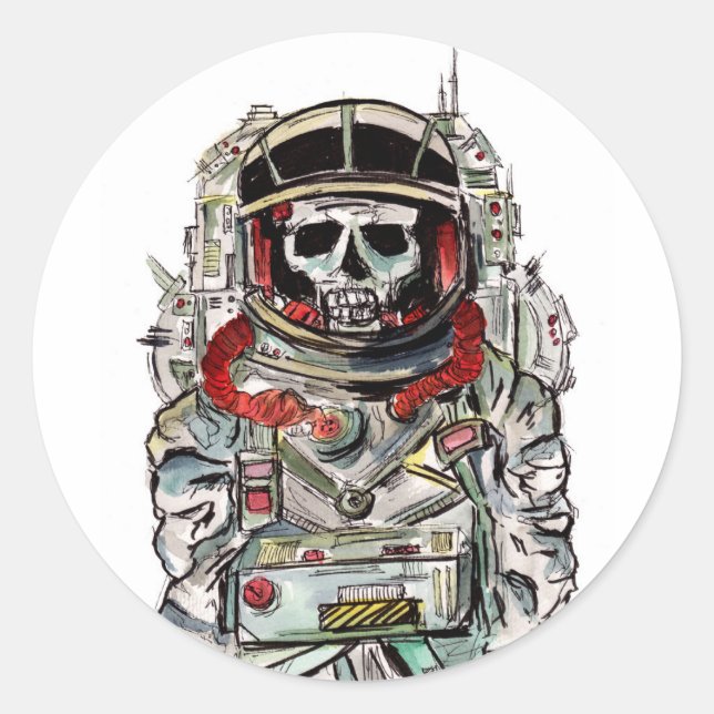 Pegatina Redonda Astronauta de Skeleton (Anverso)