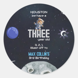 Pegatina Redonda Astronauta del Espacio Exterior Cumpleaños de Cual
