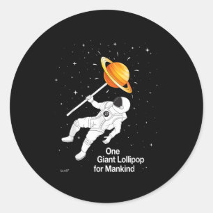 Pegatina Redonda Astronauta En El Planeta Espacial Lollipop Gracios