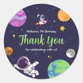 Pegatina Redonda Astronauta espacial Cualquier fiesta de cumpleaños