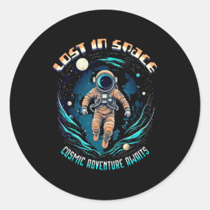 Pegatina Redonda Astronauta espacial - Perdido en el espacio