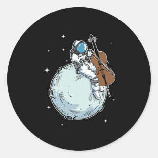 Pegatina Redonda Astronauta Jugando Cello Music Cello Lover Gift