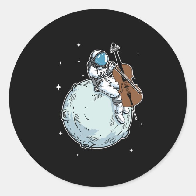 Pegatina Redonda Astronauta Jugando Cello Music Cello Lover Gift (Anverso)