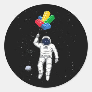 Pegatina Redonda Astronauta Master Builder, bloques de construcción