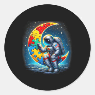 Pegatina Redonda Astronauta Moon Bylloon Autism Awareness Autistic