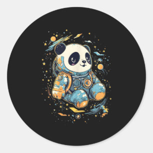 Pegatina Redonda Astronauta Panda Espacio Ultraterrestre Panda Bear