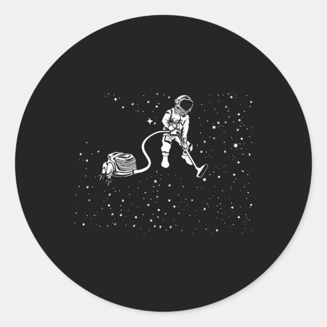 Pegatina Redonda Astronauta Para El Vacío Espacial (Anverso)