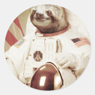 Pegatina Redonda Astronauta Sloth