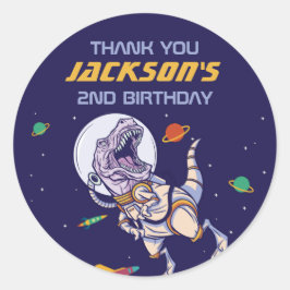 Pegatina Redonda Astronauta T-Rex - Niños del espacio exterior Fies