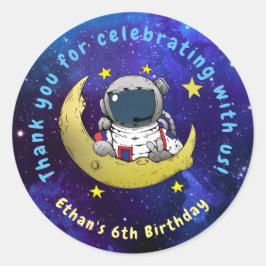 Pegatina Redonda Astronauta y luna