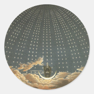 Pegatina Redonda Astronomía celeste vintage, Reina de la Noche